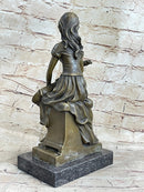 Young Girl with Guitar Bronze Sculpture 13" x 6.5"