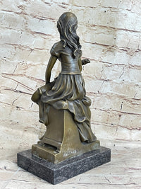 Young Girl with Guitar Bronze Sculpture 13" x 6.5"