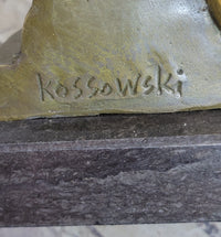 Vintage Banjo Playing Sitting Woman Bronze by Kossowski