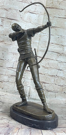 Medieval English Longbow Archer Bow & Arrow Bronze Sculpture