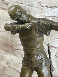 Medieval English Longbow Archer Bow & Arrow Bronze Sculpture