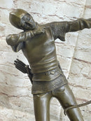 Medieval English Longbow Archer Bow & Arrow Bronze Sculpture
