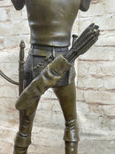 Medieval English Longbow Archer Bow & Arrow Bronze Sculpture