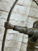 Medieval English Longbow Archer Bow & Arrow Bronze Sculpture