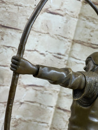 Medieval English Longbow Archer Bow & Arrow Bronze Sculpture