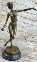 Nude Female Figure Naked Girl Holding Ball Sculpture