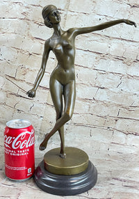 Nude Female Figure Naked Girl Holding Ball Sculpture