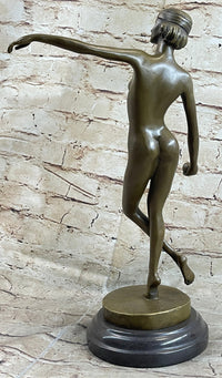 Nude Female Figure Naked Girl Holding Ball Sculpture