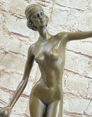 Nude Female Figure Naked Girl Holding Ball Sculpture