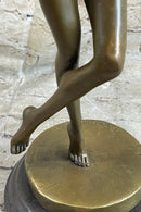 Nude Female Figure Naked Girl Holding Ball Sculpture
