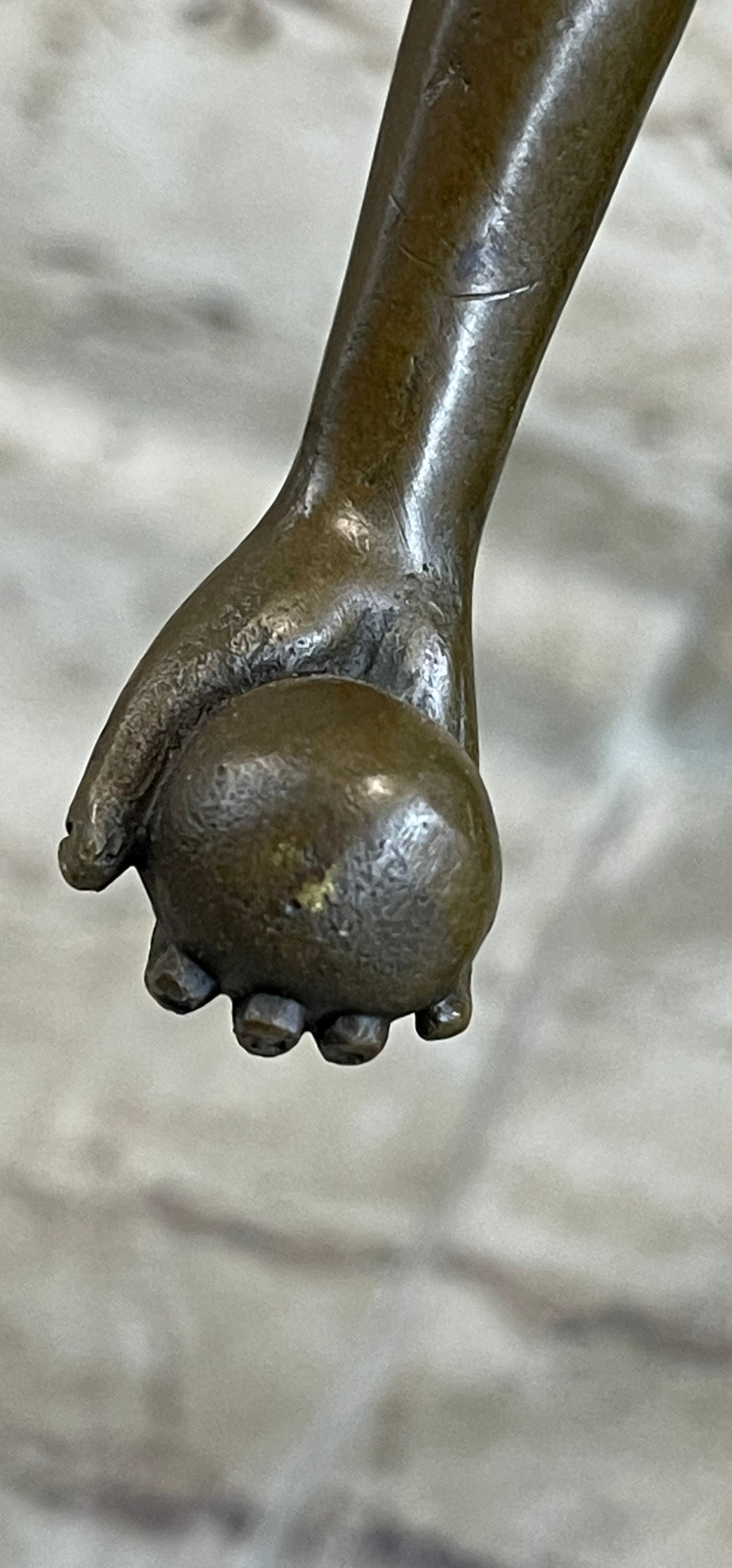 Nude Female Figure Naked Girl Holding Ball Sculpture