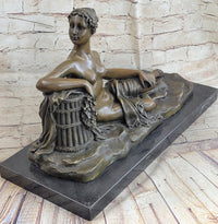 Nude Female Figure Greek Roman Goddess Naked Girl Lounging Sculpture