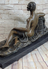 Nude Female Figure Greek Roman Goddess Naked Girl Lounging Sculpture
