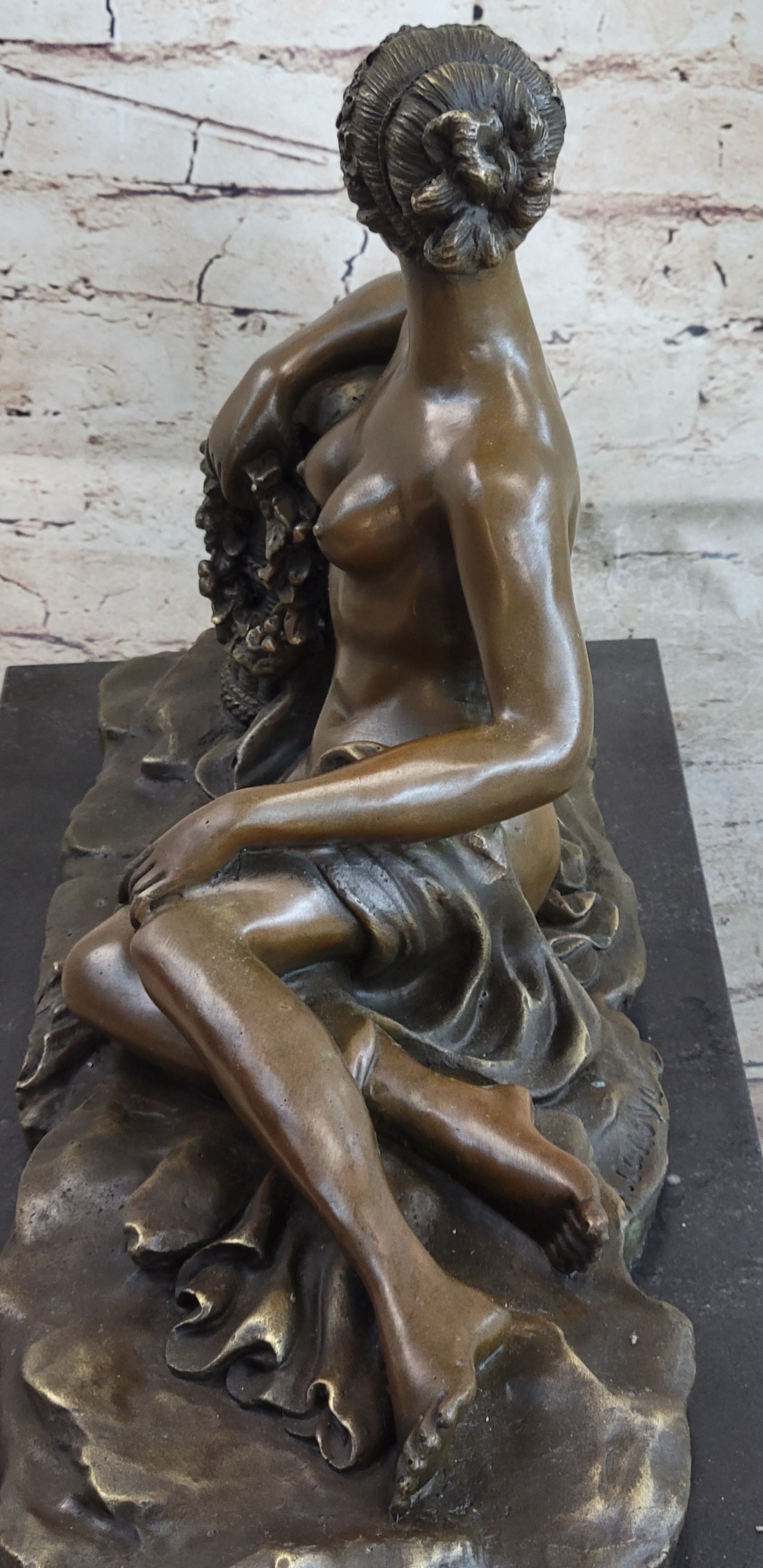 Nude Female Figure Greek Roman Goddess Naked Girl Lounging Sculpture