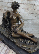 Nude Female Figure Greek Roman Goddess Naked Girl Lounging Sculpture