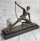 Semi Nude Muscular Male Archer by G. Michiel Bronze Sculpture Statue Art Deco 14" x 16.5"