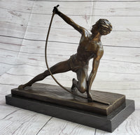 Semi Nude Muscular Male Archer by G. Michiel Bronze Sculpture Statue Art Deco 14" x 16.5"