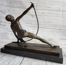 Semi Nude Muscular Male Archer by G. Michiel Bronze Sculpture Statue Art Deco 14" x 16.5"