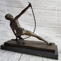 Semi Nude Muscular Male Archer by G. Michiel Bronze Sculpture Statue Art Deco 14" x 16.5"