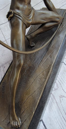 Semi Nude Muscular Male Archer by G. Michiel Bronze Sculpture Statue Art Deco 14" x 16.5"