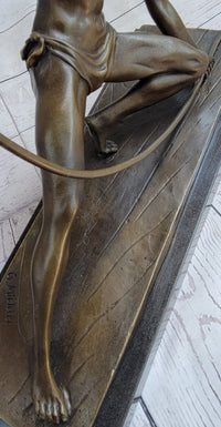 Semi Nude Muscular Male Archer by G. Michiel Bronze Sculpture Statue Art Deco 14" x 16.5"