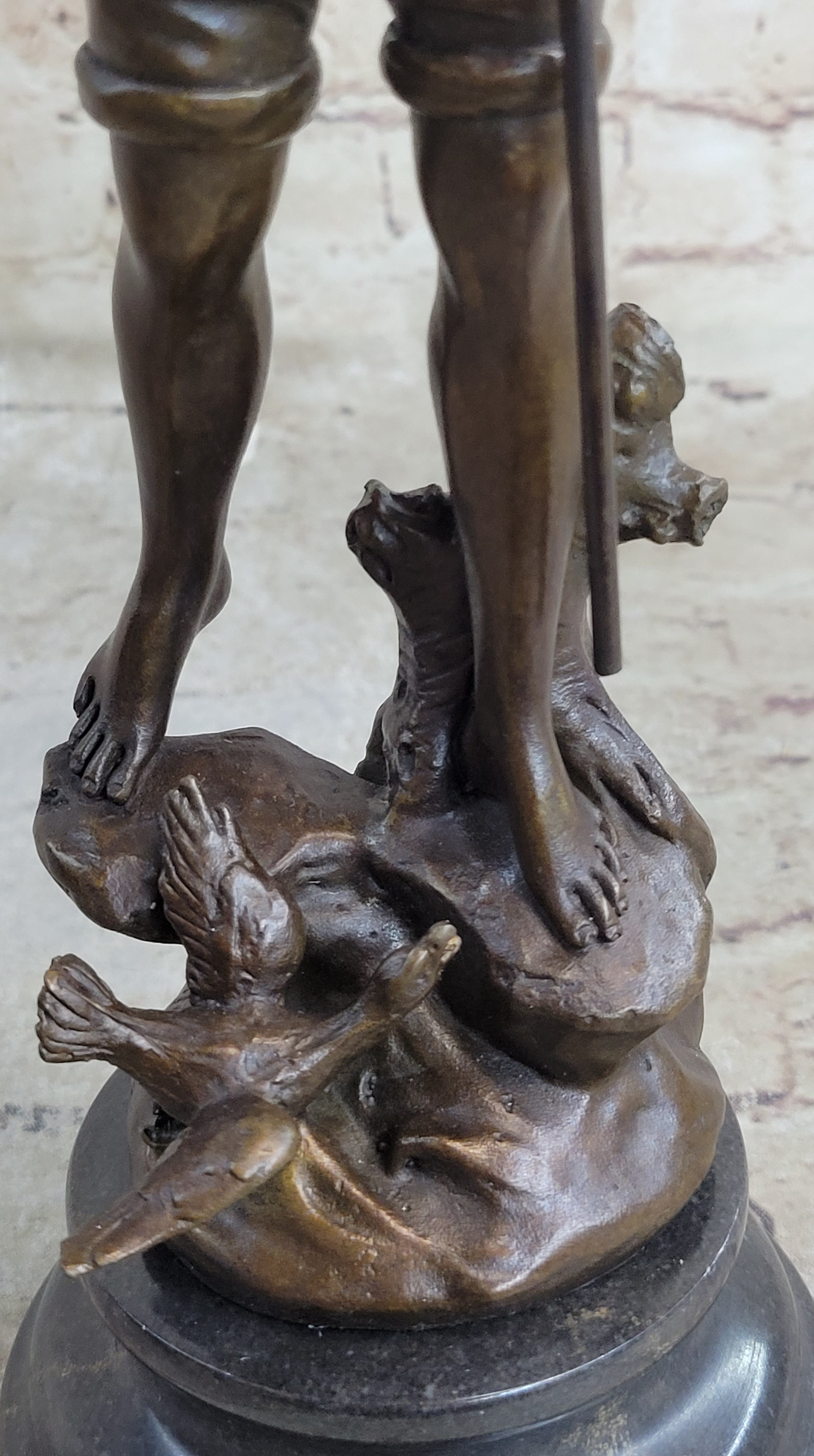 Signed Milo Boy Fishing With Duck Bronze Sculpture