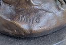 Signed Milo Boy Fishing With Duck Bronze Sculpture