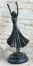Art Deco Chiparus Russian Dancer Bronze Sculpture Marble Base