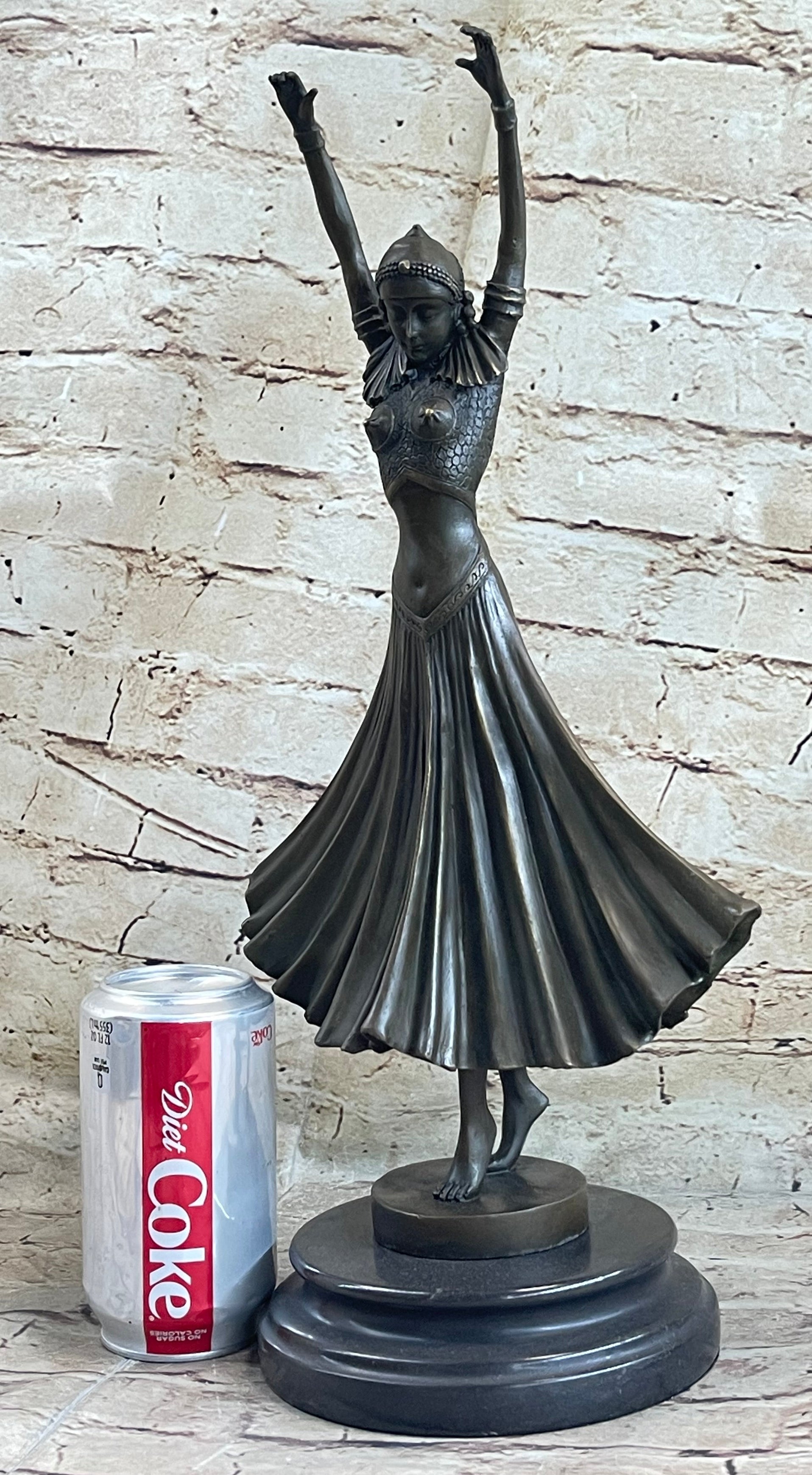Art Deco Chiparus Russian Dancer Bronze Sculpture Marble Base