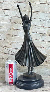 Art Deco Chiparus Russian Dancer Bronze Sculpture Marble Base