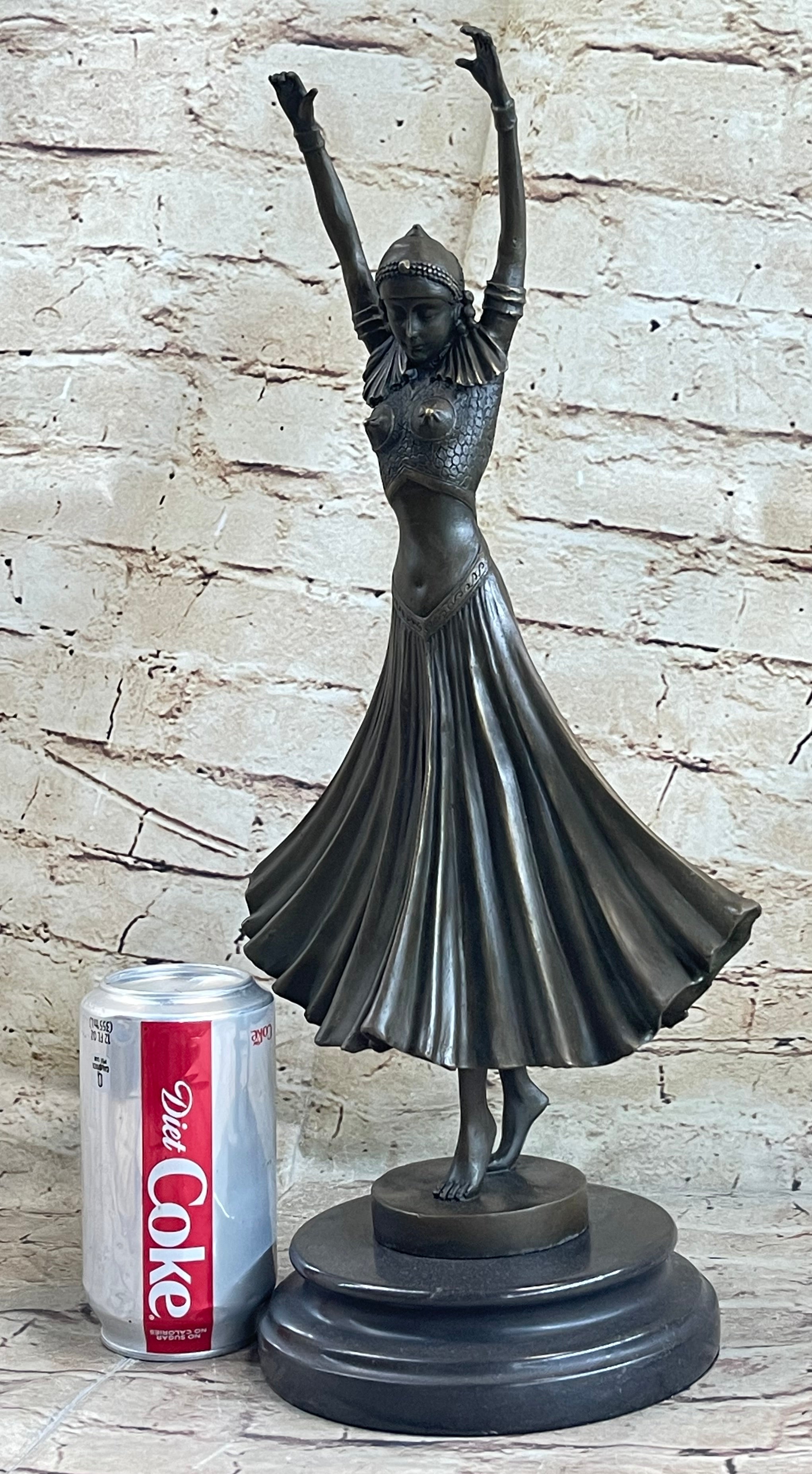 Art Deco Chiparus Russian Dancer Bronze Sculpture Marble Base