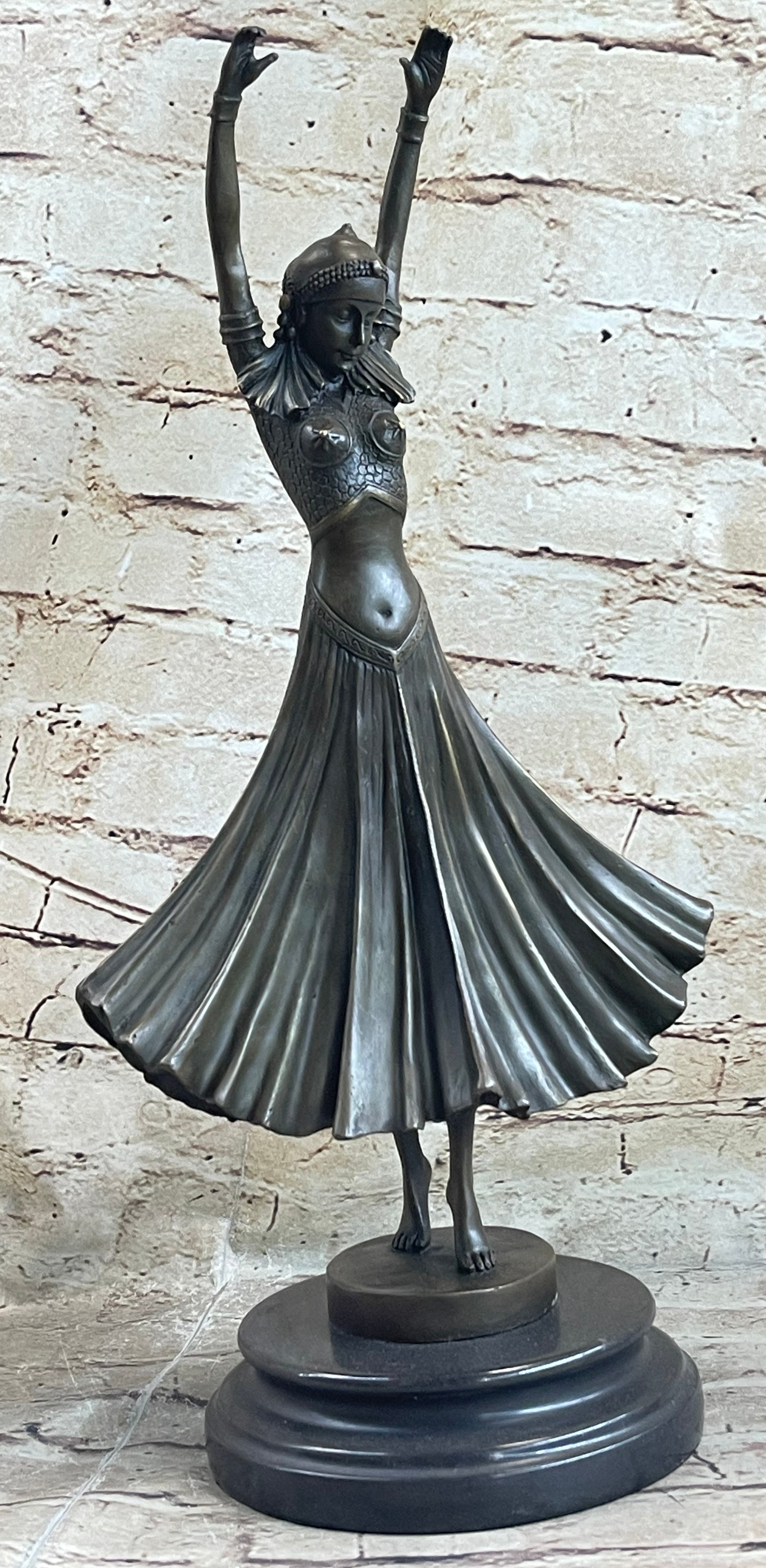 Art Deco Chiparus Russian Dancer Bronze Sculpture Marble Base