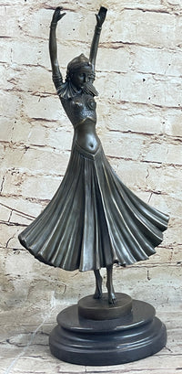 Art Deco Chiparus Russian Dancer Bronze Sculpture Marble Base