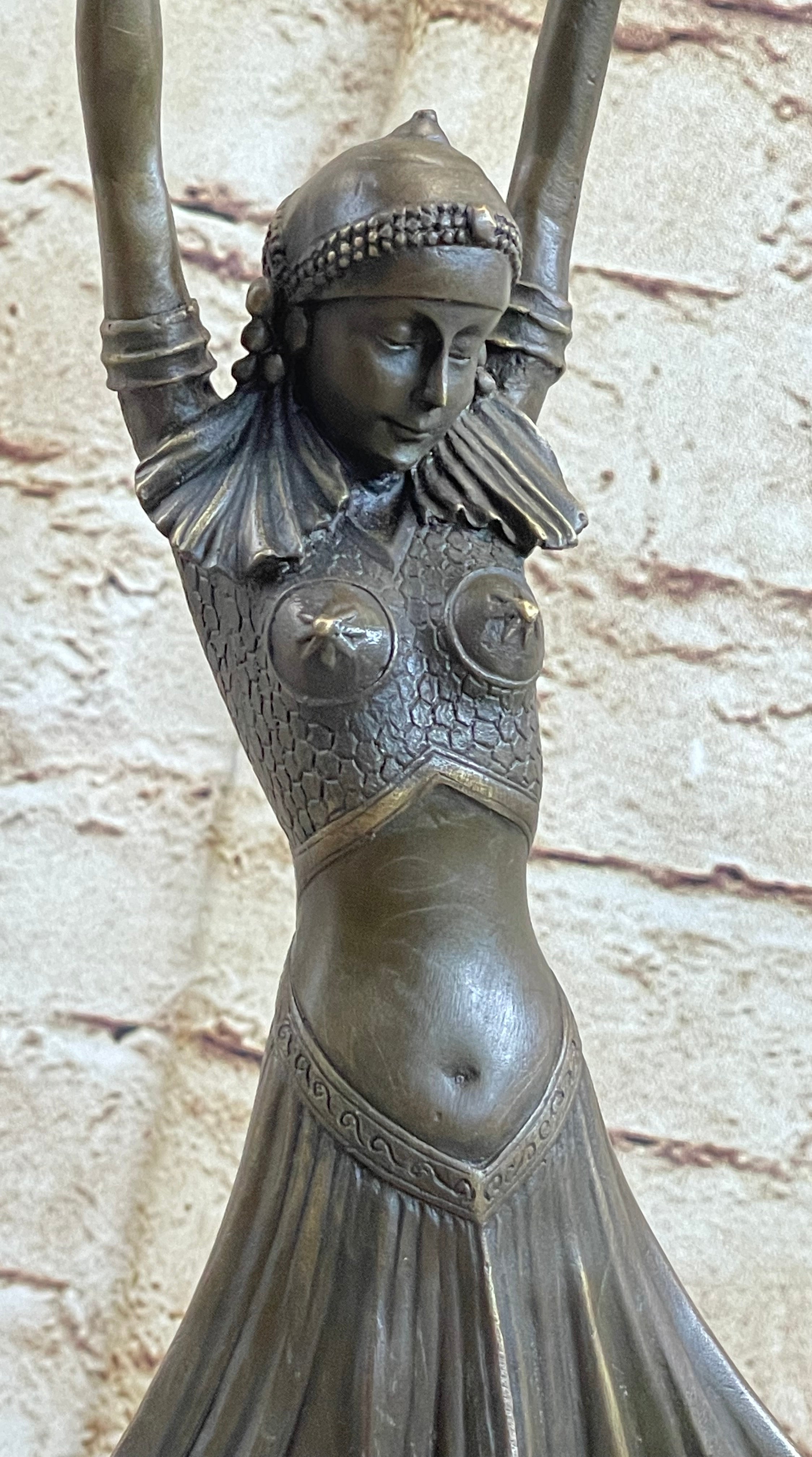 Art Deco Chiparus Russian Dancer Bronze Sculpture Marble Base