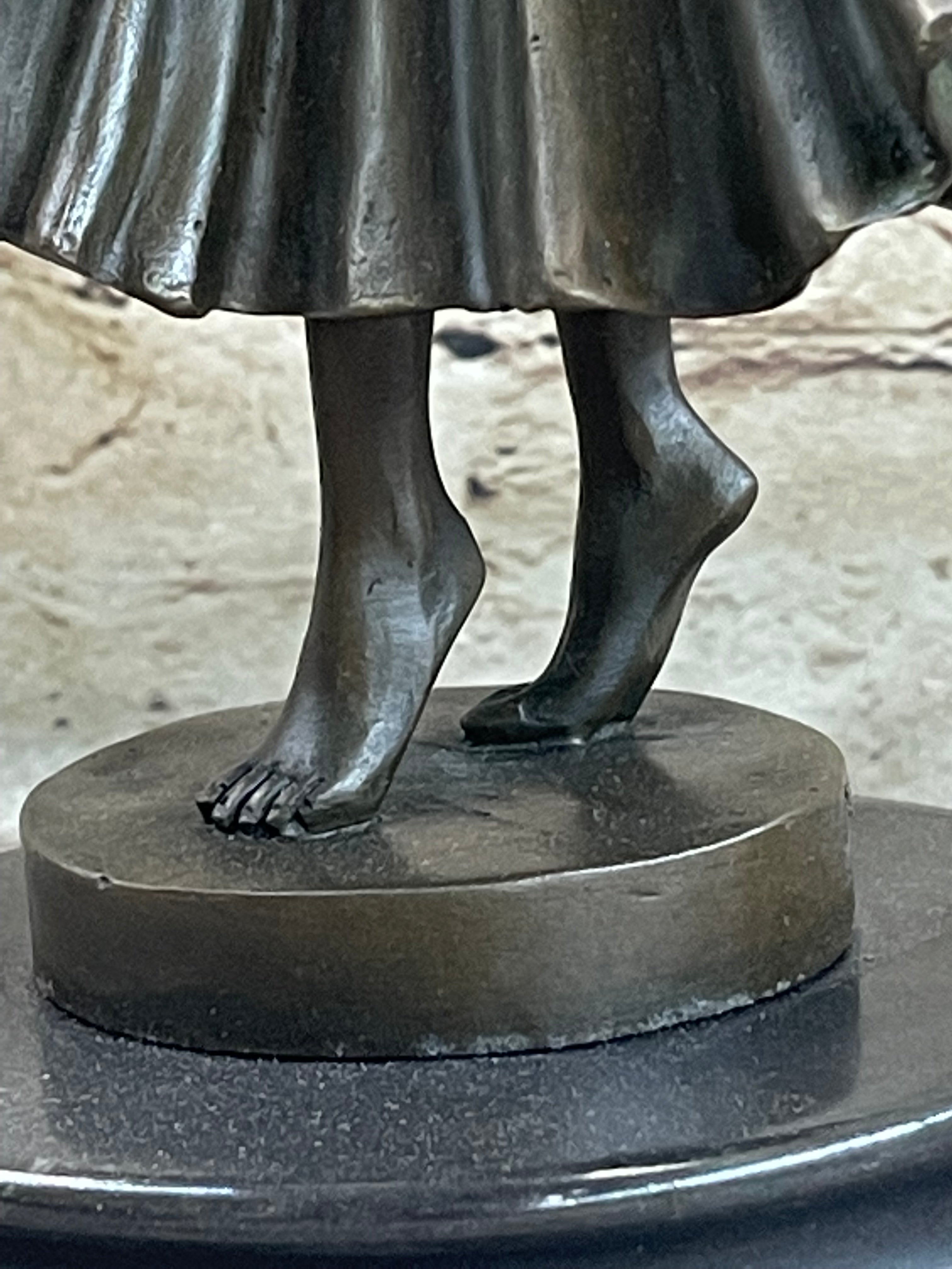 Art Deco Chiparus Russian Dancer Bronze Sculpture Marble Base