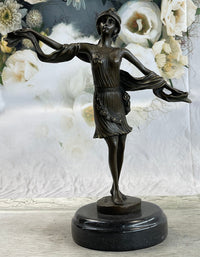 Art Deco Flapper Dancer Bronze Sculpture 12" x 10"