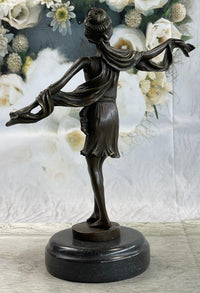 Art Deco Flapper Dancer Bronze Sculpture 12" x 10"