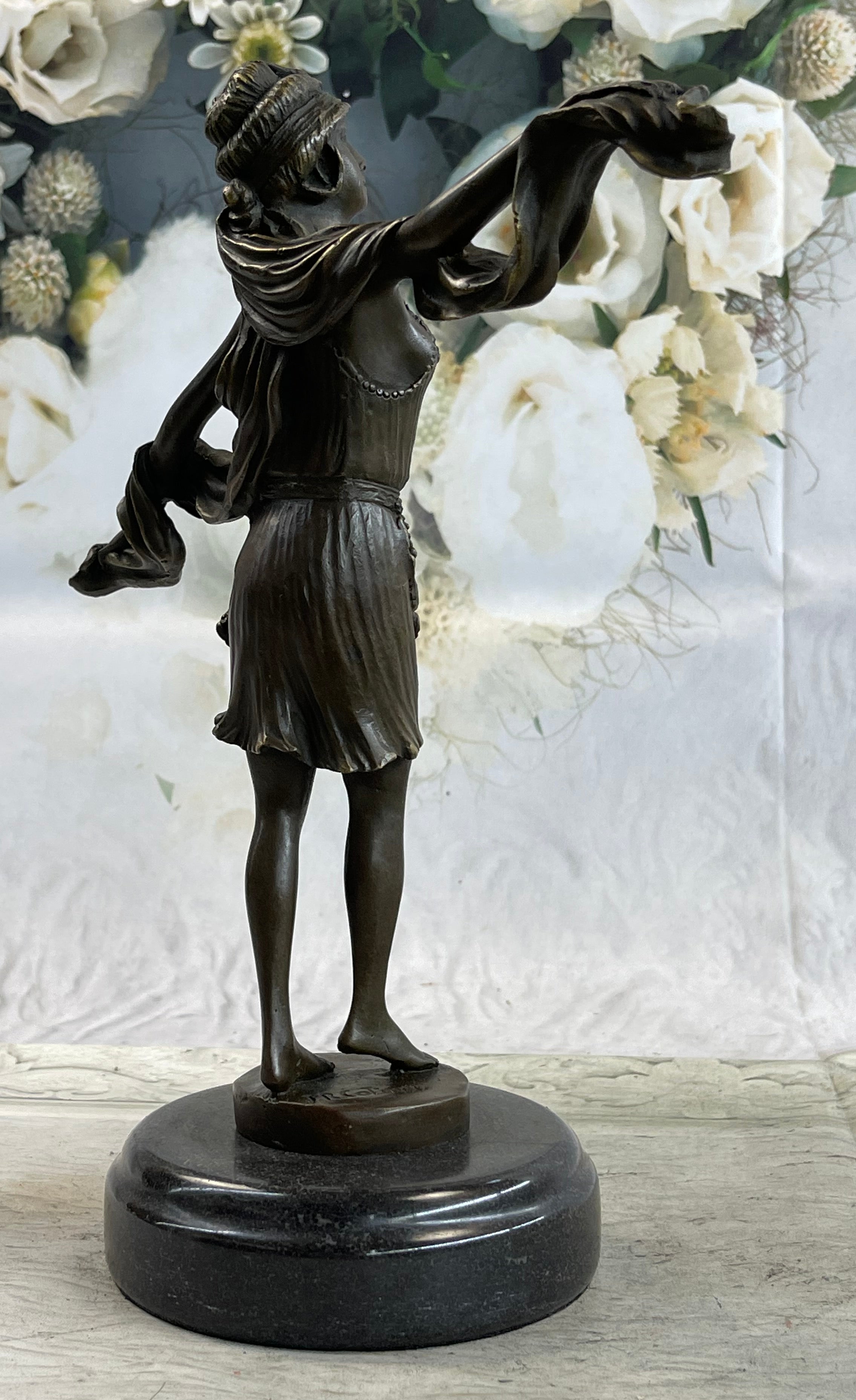 Art Deco Flapper Dancer Bronze Sculpture 12" x 10"