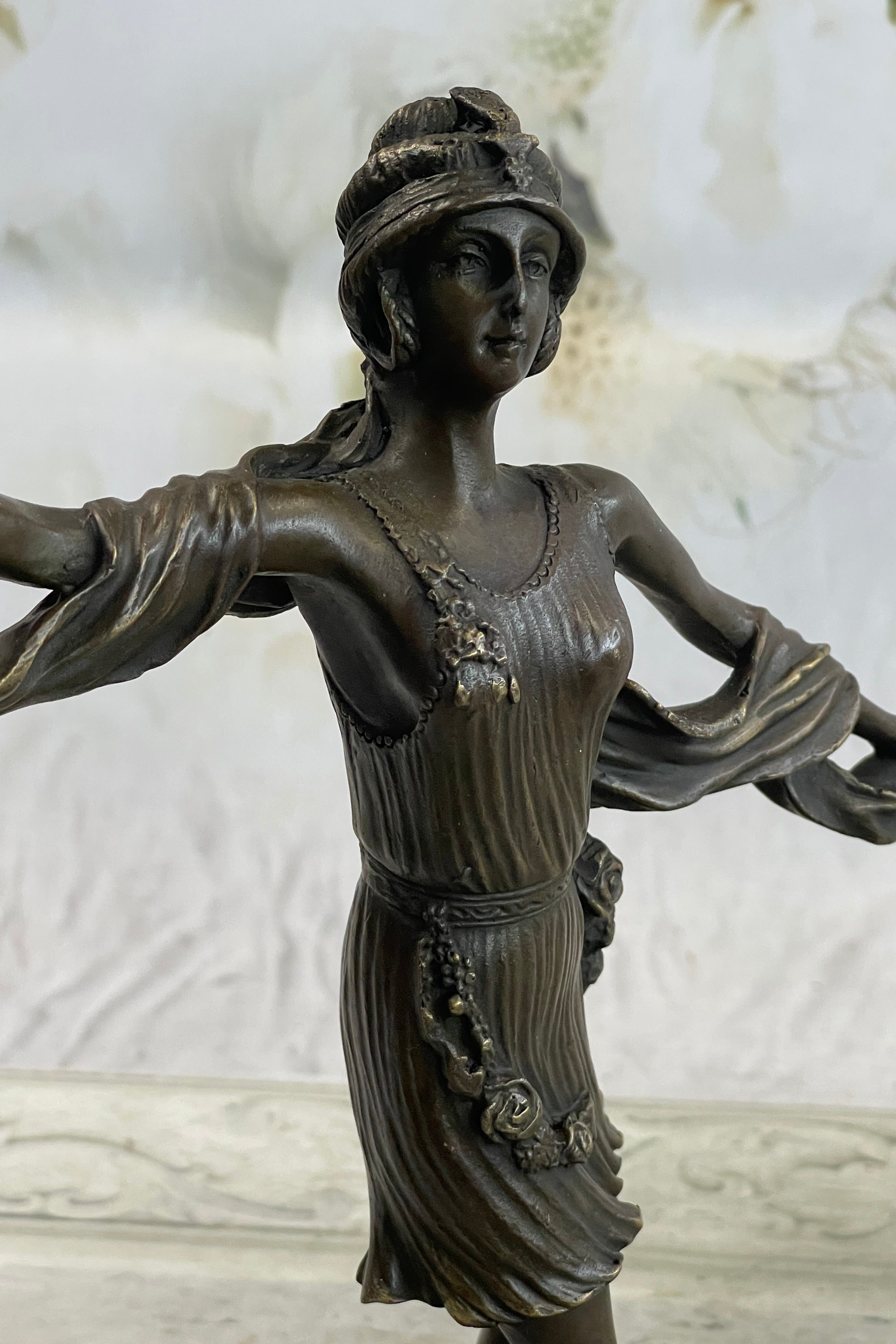 Art Deco Flapper Dancer Bronze Sculpture 12" x 10"