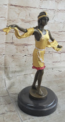 Roaring 20's Jazz Music Dancer Gilt Bronze Sculpture