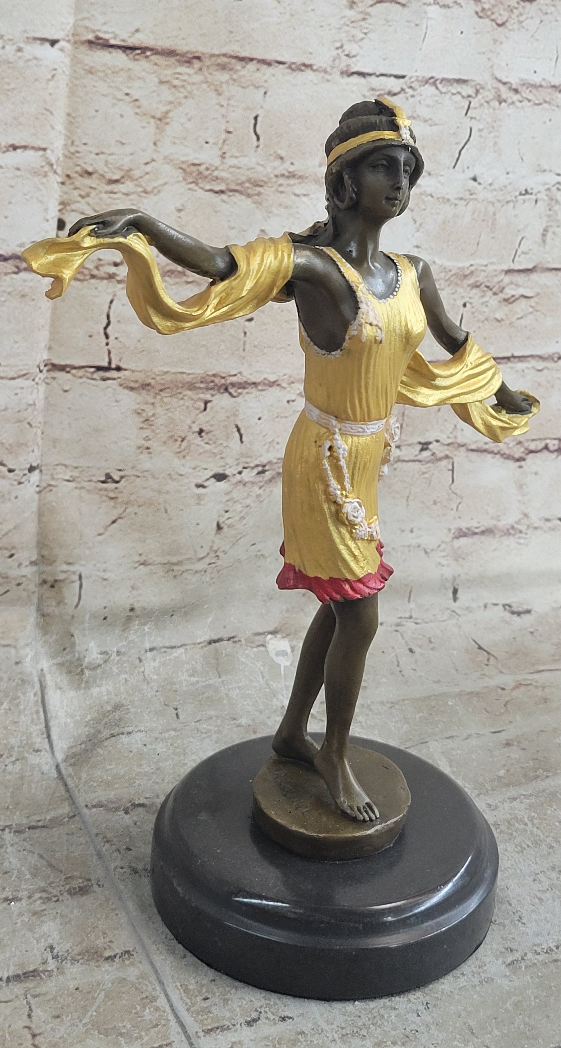 Roaring 20's Jazz Music Dancer Gilt Bronze Sculpture