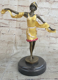 Roaring 20's Jazz Music Dancer Gilt Bronze Sculpture