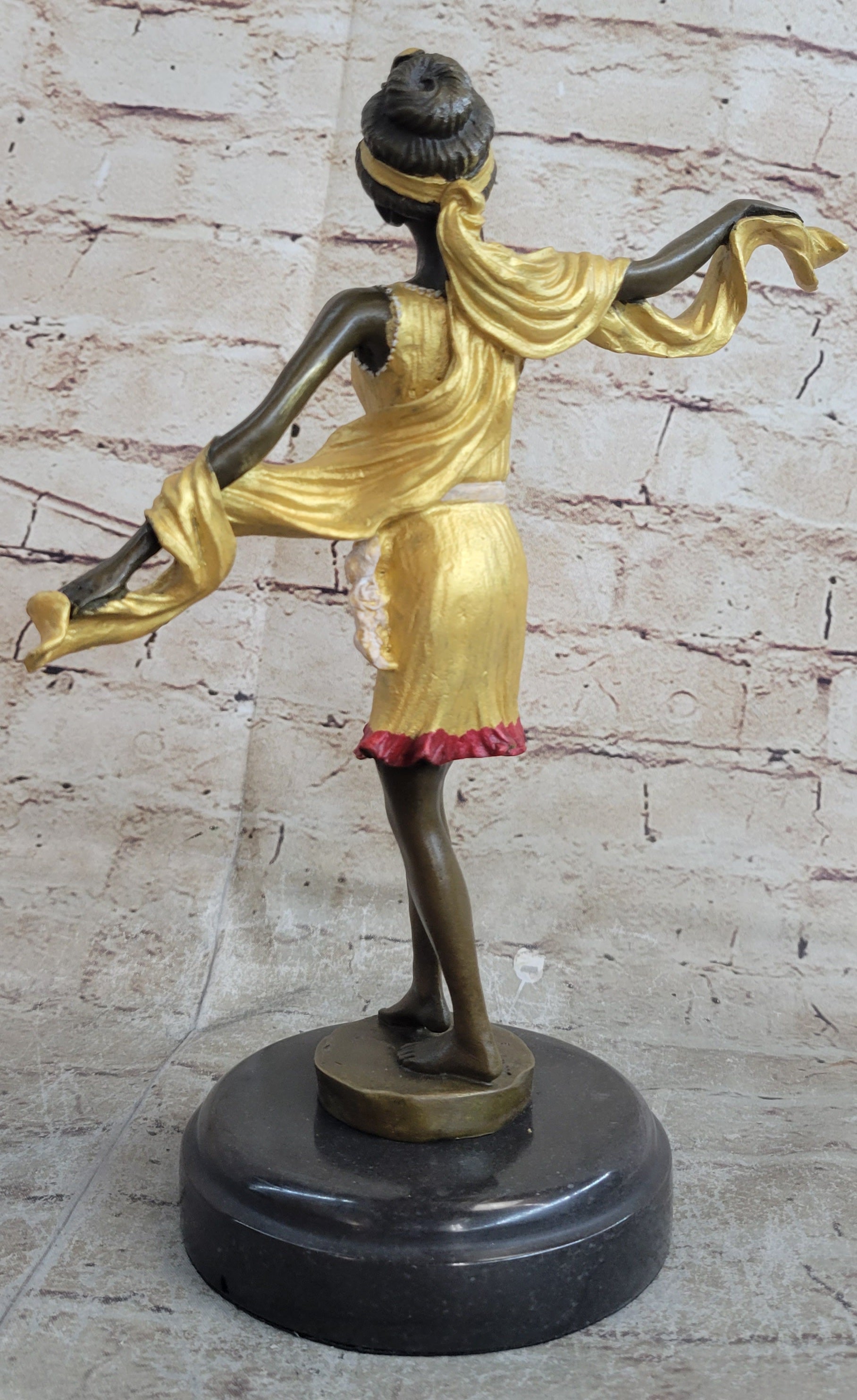 Roaring 20's Jazz Music Dancer Gilt Bronze Sculpture