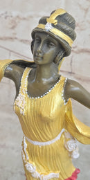 Roaring 20's Jazz Music Dancer Gilt Bronze Sculpture