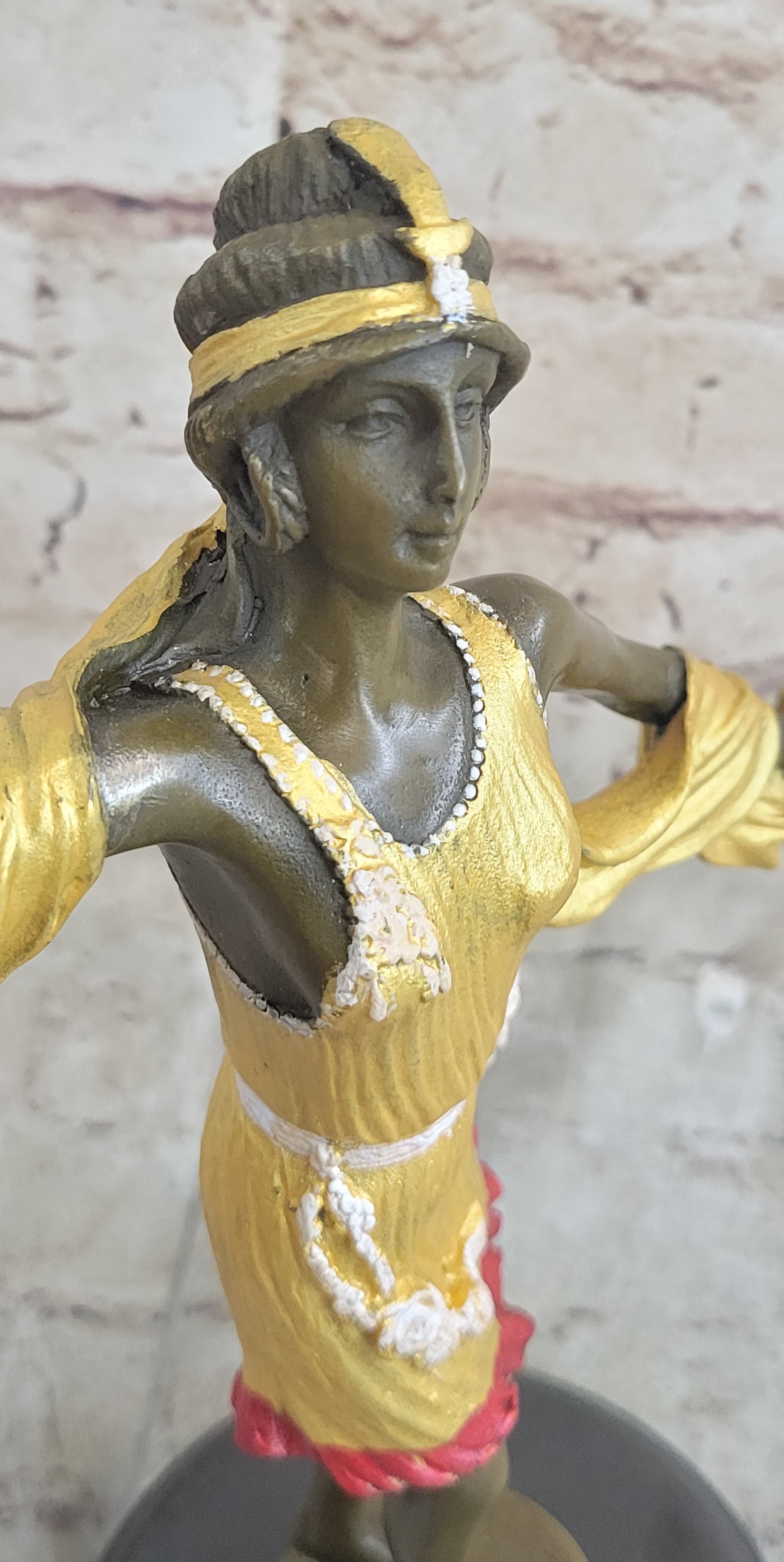 Roaring 20's Jazz Music Dancer Gilt Bronze Sculpture