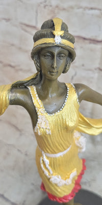 Roaring 20's Jazz Music Dancer Gilt Bronze Sculpture