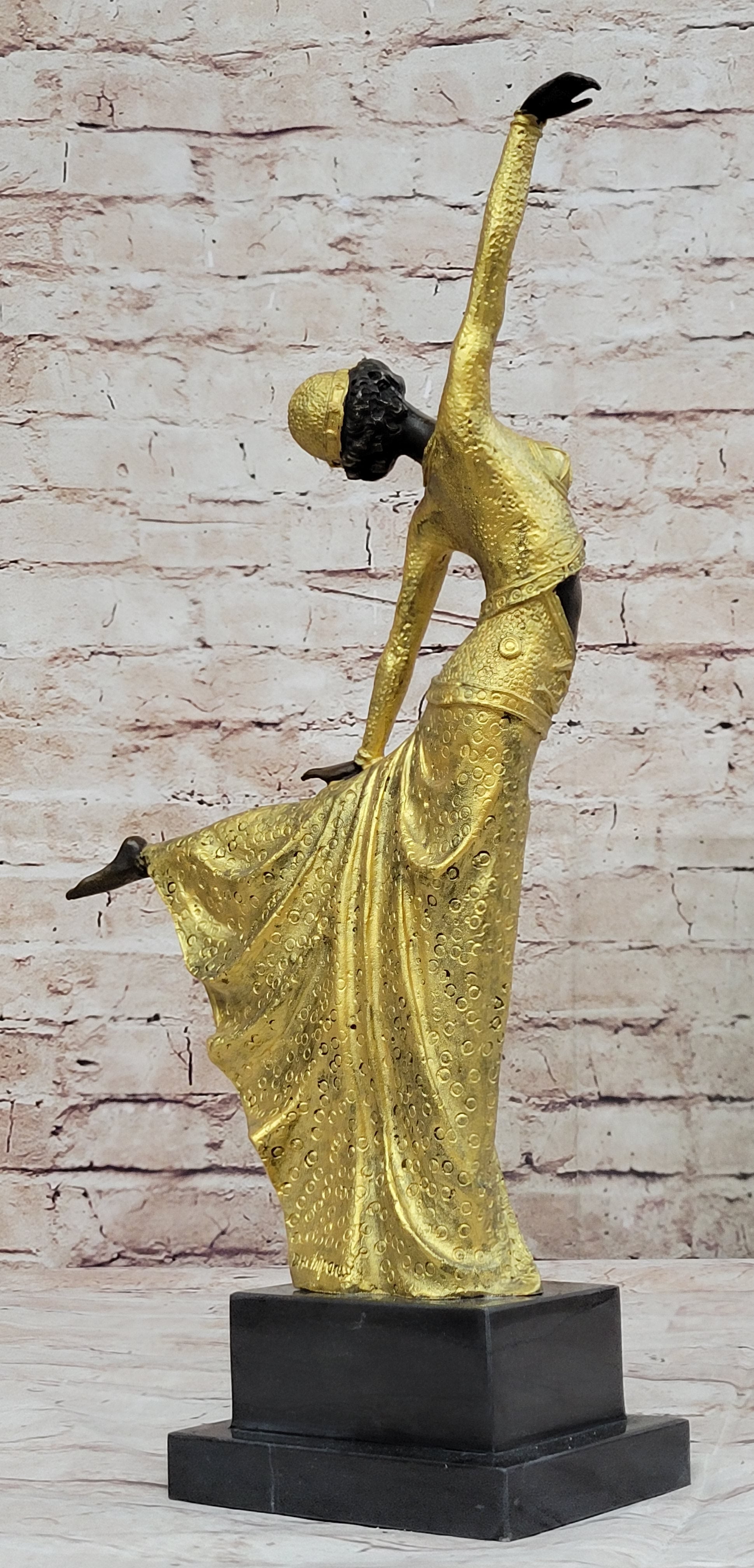 Gold Patina Egyptian Dancer by Chiparus Bronze Sculpture
