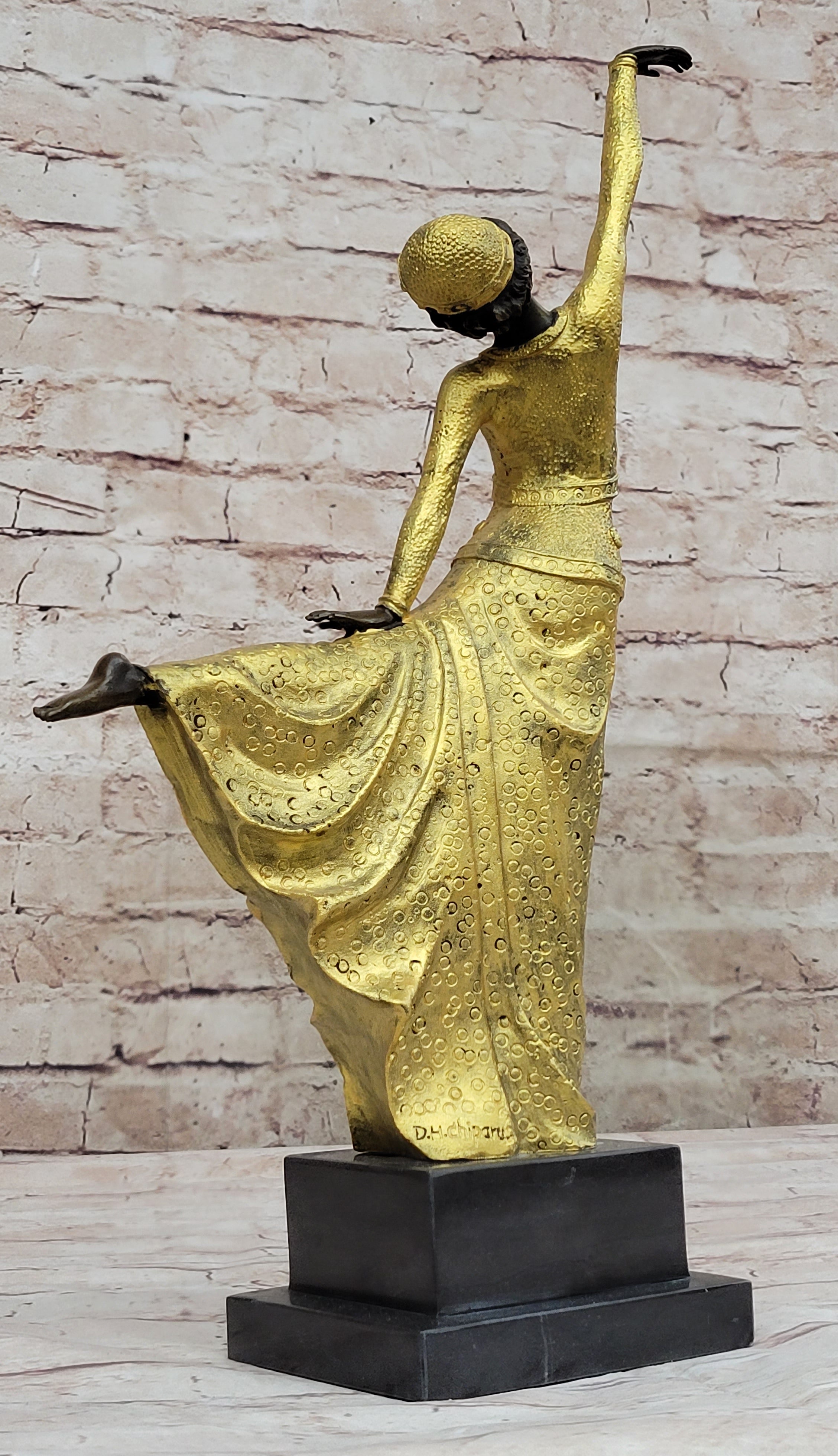 Gold Patina Egyptian Dancer by Chiparus Bronze Sculpture