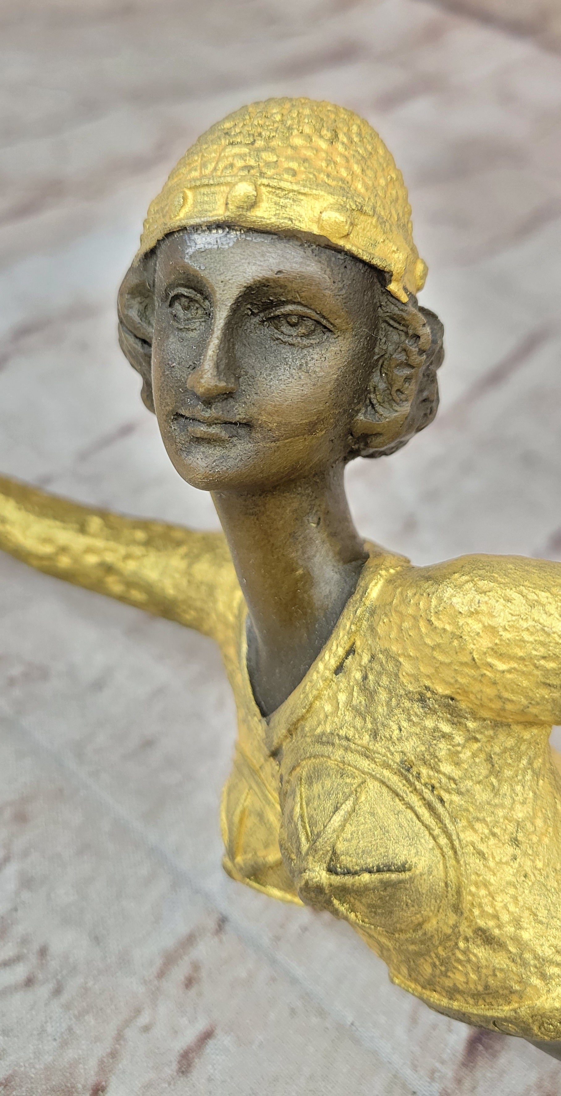 Chiparus Art Deco Bronze Dancer Girl Long Dress Gold Patina
