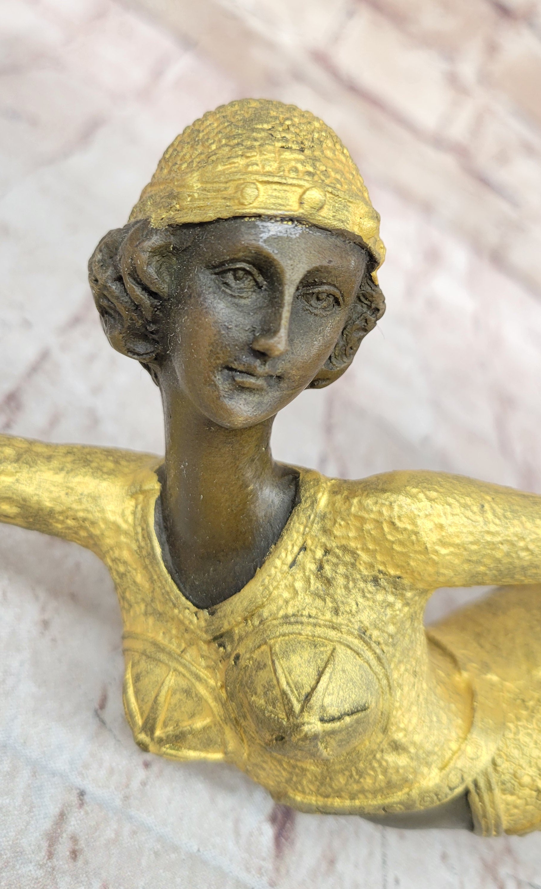 Chiparus Art Deco Bronze Dancer Girl Long Dress Gold Patina